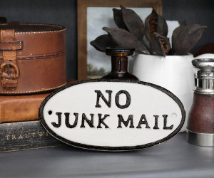 No Junk Mail Cast Iron Sign